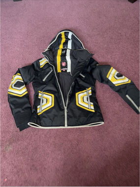 TONI SAILER SPORTS Black Full Zip Multipockets Hooded Ski Jacket Size 42